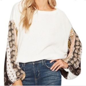 We the Free Blossom Balloon Sleeve Waffle Top